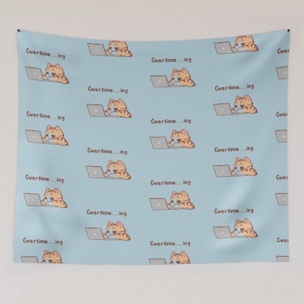 Item preview, cute  overtime tired cat drawing designed and sold by NivyasArtistry.