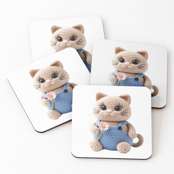 Item preview, Crochet kitten image with blue dress and pink flower – sweet and original design designed and sold by StormArte.