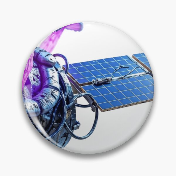 Item preview, Futuristic Satellite with Glowing Purple Mushrooms in Space designed and sold by Creative88Art.