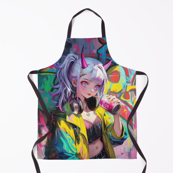 Item preview, Cool anime girl with horns in a colorful alley with graffiti designed and sold by TheArtistOf2022.