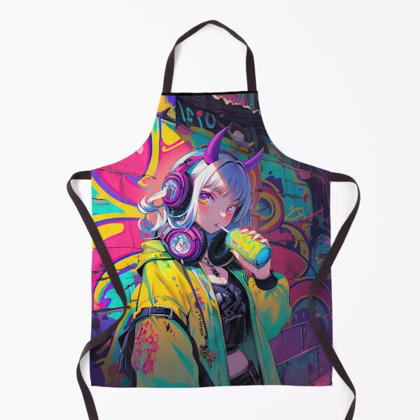 Item preview, Cool anime girl with horns in a colorful alley with graffiti designed and sold by TheArtistOf2022.