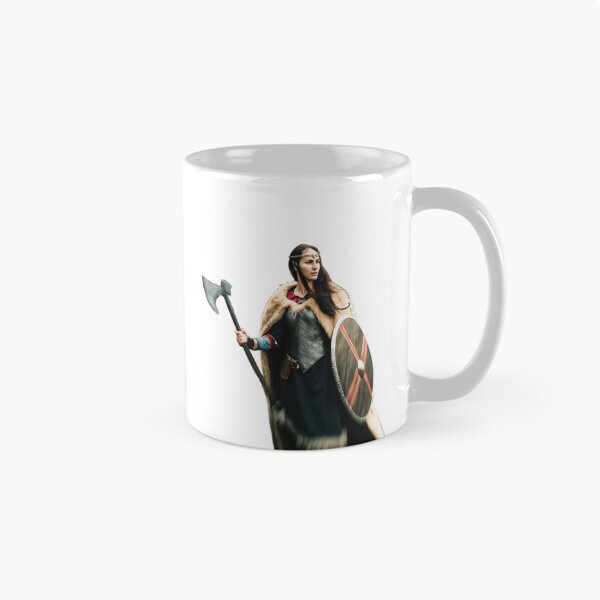 Item preview, Woman in Viking Inspired Attire Holding Axe and Shield designed and sold by Creative88Art.