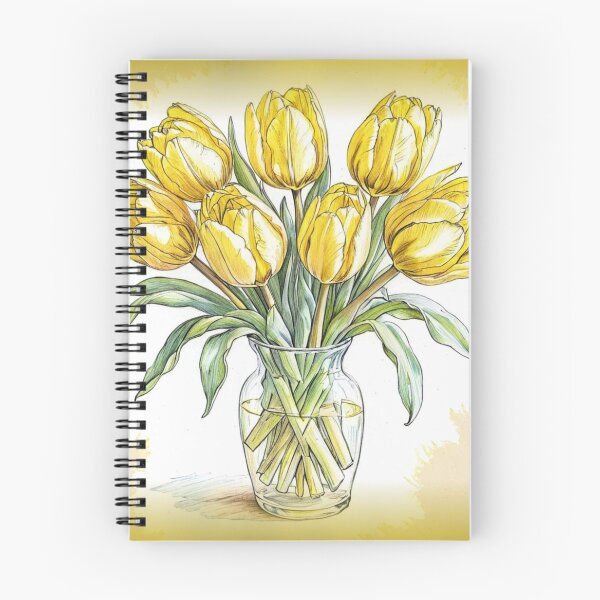 Aperçu de l'œuvre Dessin au crayon de couleur d'une tulipe jaune créée et vendue par Agnes-Creative.