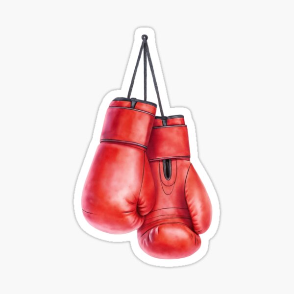 Vista previa del artículo con la obra «Guantes de boxeo rojos colgando sobre un fondo negro liso», diseñado y vendido por Creative88Art.