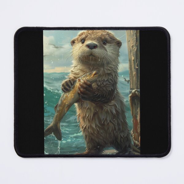 Item preview, Otter Pup Handing Fish designed and sold by SurrealismByKia.