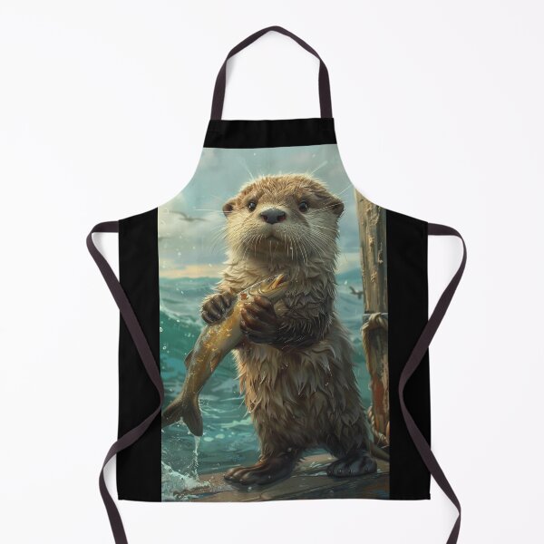 Item preview, Otter Pup Handing Fish designed and sold by SurrealismByKia.