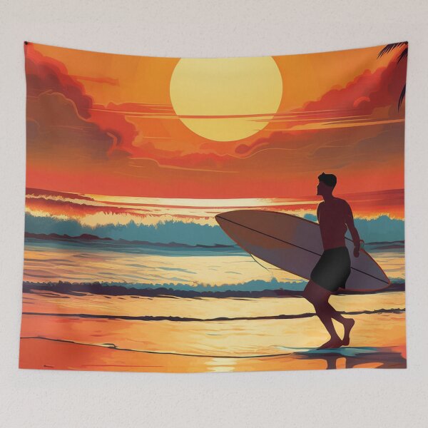 Item preview, Surfer between the waves at sunset designed and sold by Design your dreams.