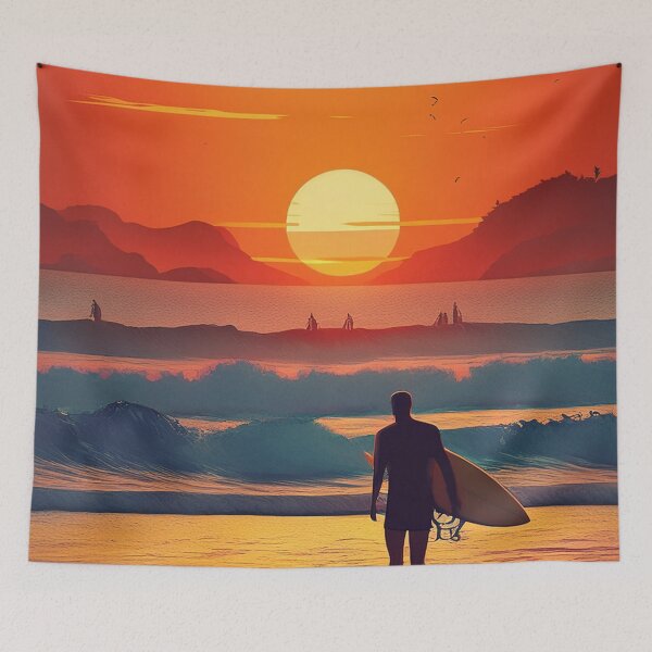 Item preview, Surfer boy on the sunny beach at sunrise designed and sold by Design your dreams.