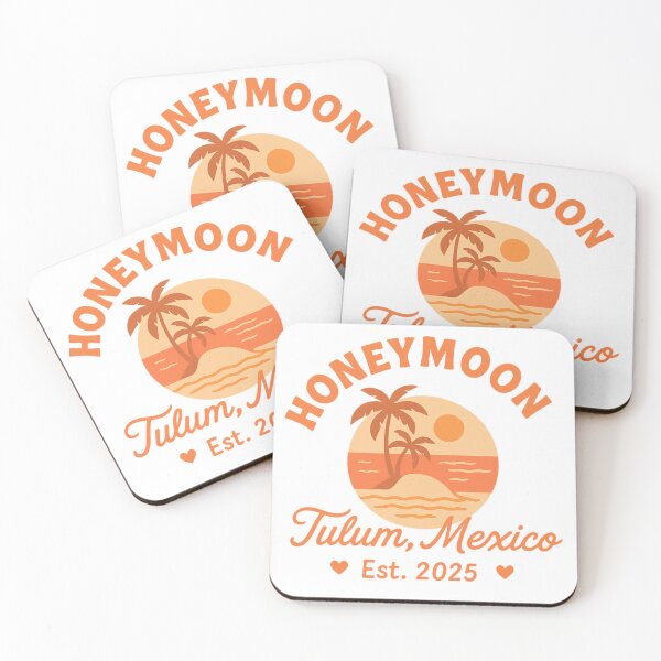 Item preview, Honeymoon Club Tulum Mexico – Boho Sunset Design with est. 2025 for Couples, Beach Lovers & Destination Wedding Keepsakes designed and sold by Memorph.