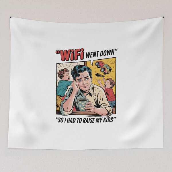 Item preview, Funny Retro Parenting T-Shirt – “WiFi Went Down So I Had to Raise My Kids” Meme Tee designed and sold by Glow Wind ⭐⭐⭐⭐⭐.
