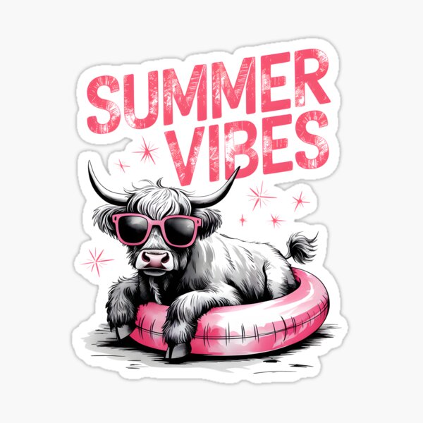 Item preview, Cool Highland Cow Summer Vibes – Funny Pool Float Design designed and sold by Dopamine.Departures.