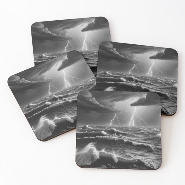 Item preview, Powerful Storm Raging Over A Dark Turbulent Sea designed and sold by HonneUmi.