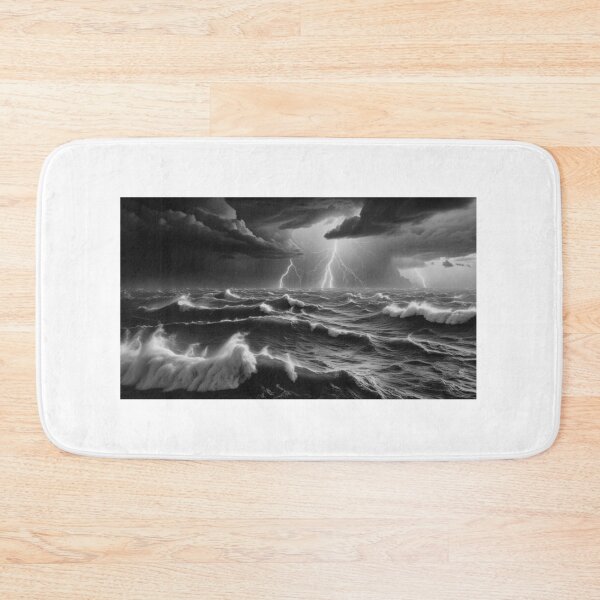 Item preview, Powerful Storm Raging Over A Dark Turbulent Sea designed and sold by HonneUmi.