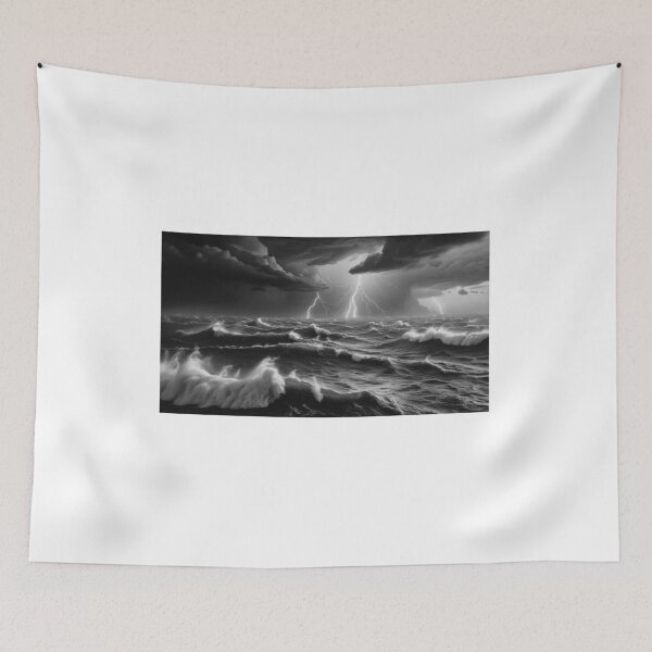 Item preview, Powerful Storm Raging Over A Dark Turbulent Sea designed and sold by HonneUmi.