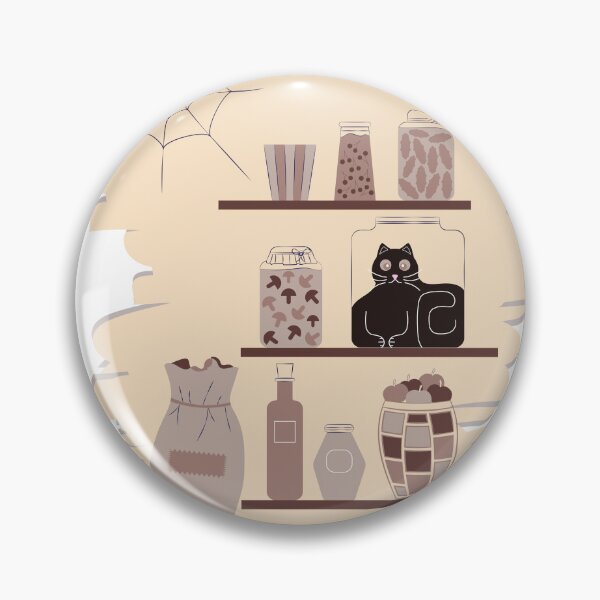 Item preview, Funny Black Cat Stuck in a Jar on Pantry Shelf – Vector Illustration designed and sold by amatiana.