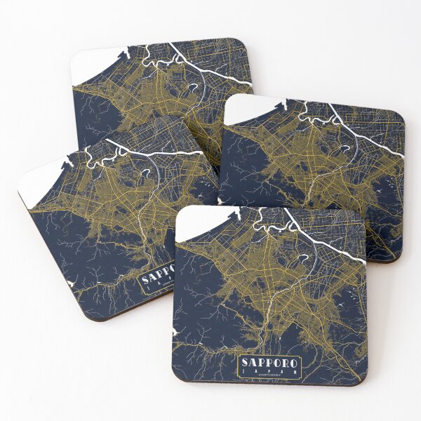 Item preview, Sapporo City Map of Hokkaido, Japan - Gold Art Deco designed and sold by deMAP.