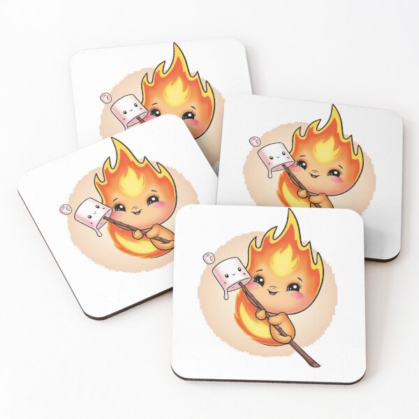 Item preview, Cute Campfire Flame Roasting a Happy Marshmallow designed and sold by PinkiPop Studio.