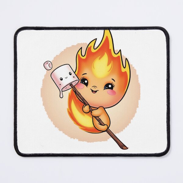 Item preview, Cute Campfire Flame Roasting a Happy Marshmallow designed and sold by PinkiPop Studio.