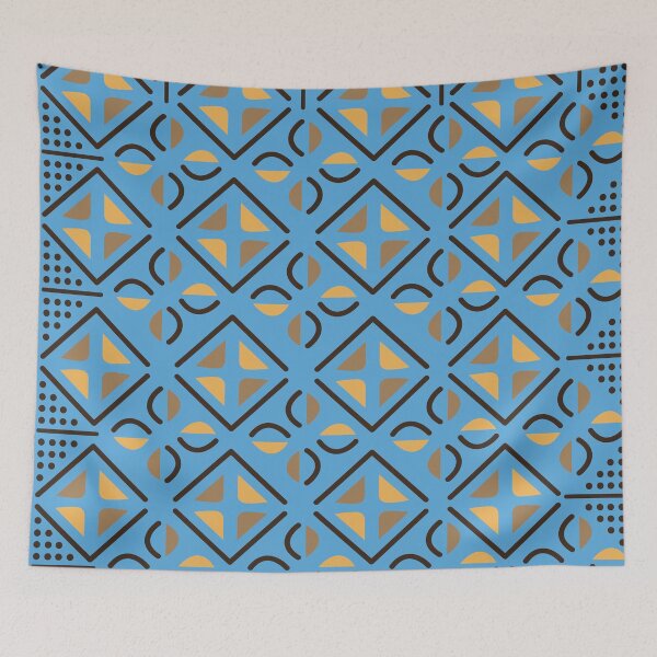 Item preview, Blue bogolan inspired print designed and sold by Wolagno.