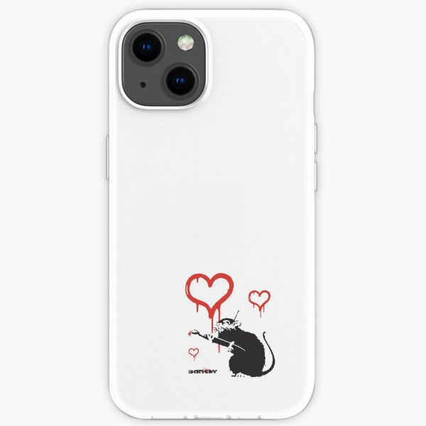 Banksy Hearts rat with remote control mind control Graffiti Street art with Banksy signature tag HD iPhone Soft Case