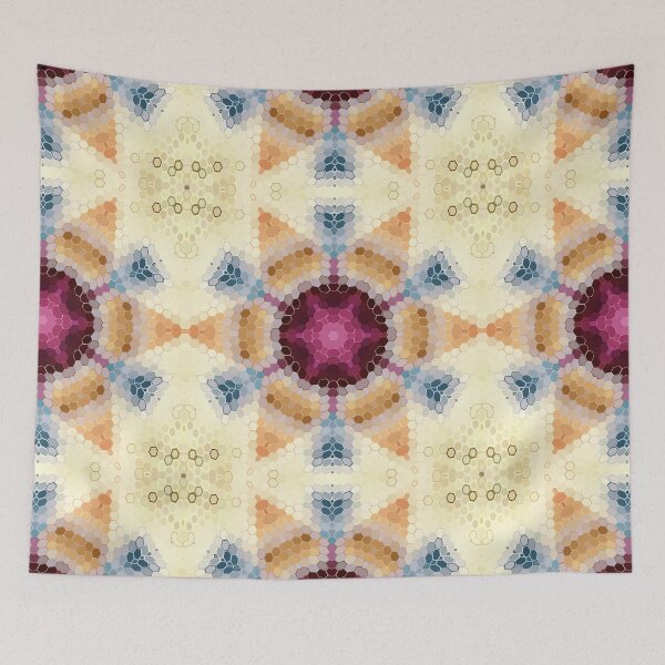 Item preview, Hex Mandala Orange Pink and Blue designed and sold by WormholeOrbital.