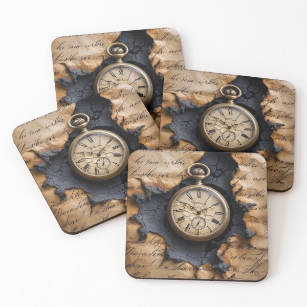 Item preview, Timeless Words – Antique Pocket Watch on Burnt Manuscript designed and sold by sneidere9dace.