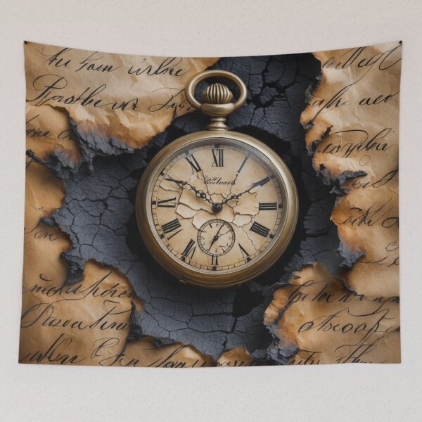 Item preview, Timeless Words – Antique Pocket Watch on Burnt Manuscript designed and sold by sneidere9dace.