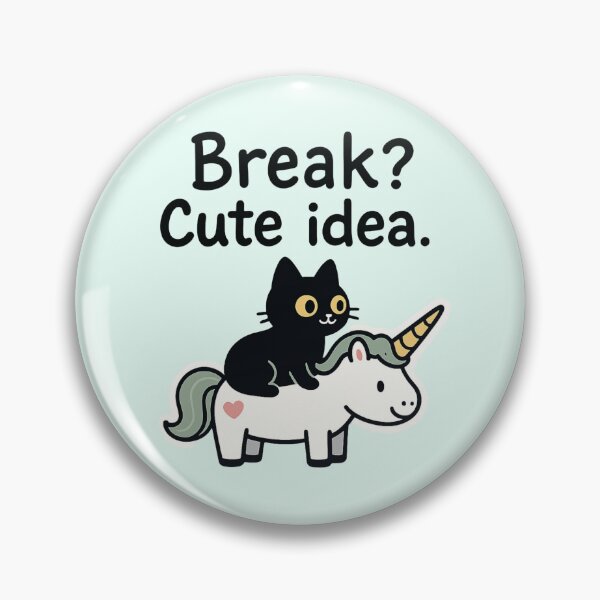Item preview, Break? Cute Idea Black Cat On Top Of A Unicorn designed and sold by MonetObsidian.