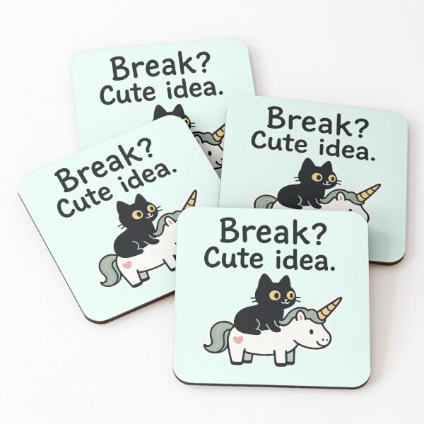 Item preview, Break? Cute Idea Black Cat On Top Of A Unicorn designed and sold by MonetObsidian.