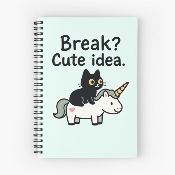Item preview, Break? Cute Idea Black Cat On Top Of A Unicorn designed and sold by MonetObsidian.