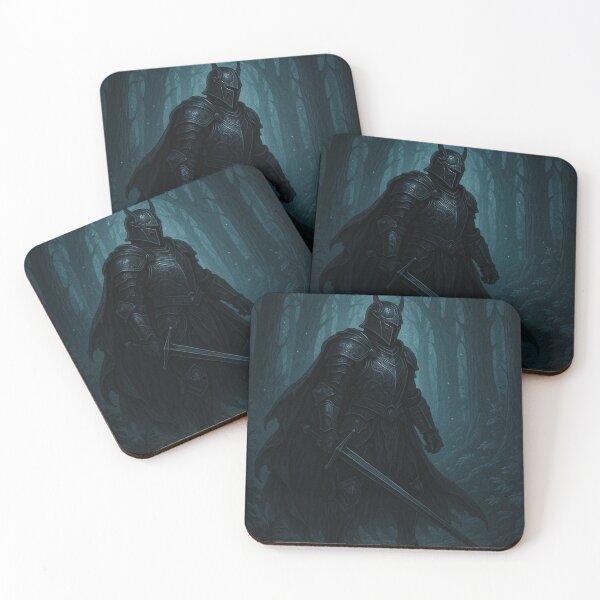 Item preview, Mystic Black Knight in an Enchanted Forest – Fantasy Illustration designed and sold by Adellisa.