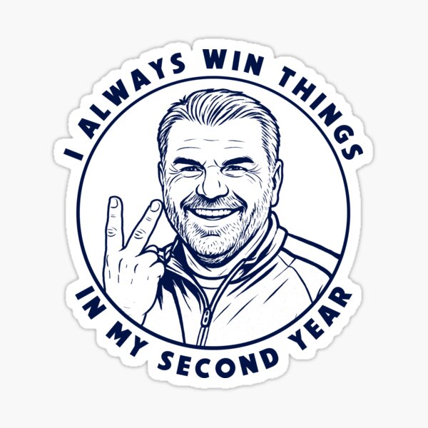 Vista previa del artículo con la obra «Ange Postecolgou Siempre gano cosas en mi segundo año en el Tottenham», diseñado y vendido por Digital Spurs.