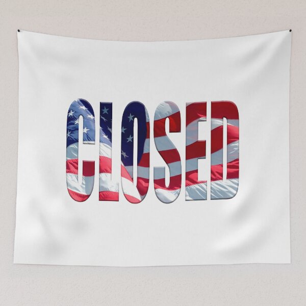 Item preview, The word “Closed” with an overlay of USA Stars and Stripes flag.  designed and sold by funkyworm.