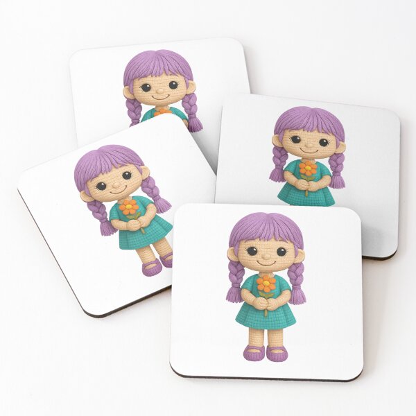 Item preview, Lila – Acogedora niña amigurumi con trenzas lilas y un gran corazón designed and sold by DscapeDesigns.