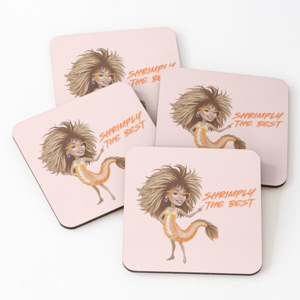Item preview, Shrimply the best! Tina Turner inspired funny shrimp illustration designed and sold by PinkDuckTees.