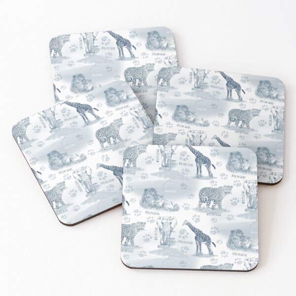 Item preview, Serene Safari Toile - Blue African Wildlife Pattern designed and sold by CarolineRowland.