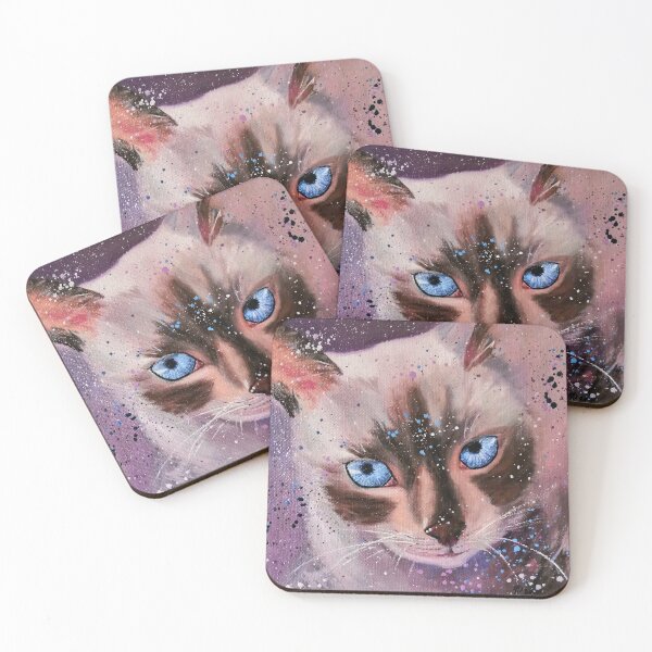 Item preview, Siamese cat art, animal portrait, pet portrait, animalism, realistic eyes designed and sold by SunnyBirdpaints.