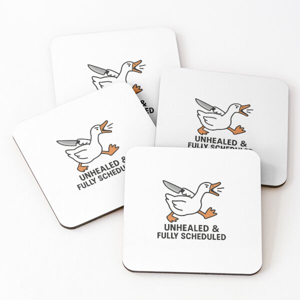 Item preview, "Unhealed & Fully Scheduled" – Screaming Goose With Knife Sticker designed and sold by CaffeinatedCreatures.