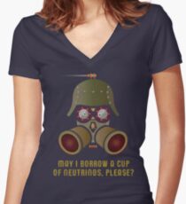 May I Borrow a Cup of Neutrinos? Funny Nerdy T-shirts and Gifts for Geeks and Steampunks Women's Fitted V-Neck T-Shirt