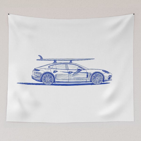 Item preview, Porsche 971 Panamera blue surfer pen illustration designed and sold by blackdogshop.