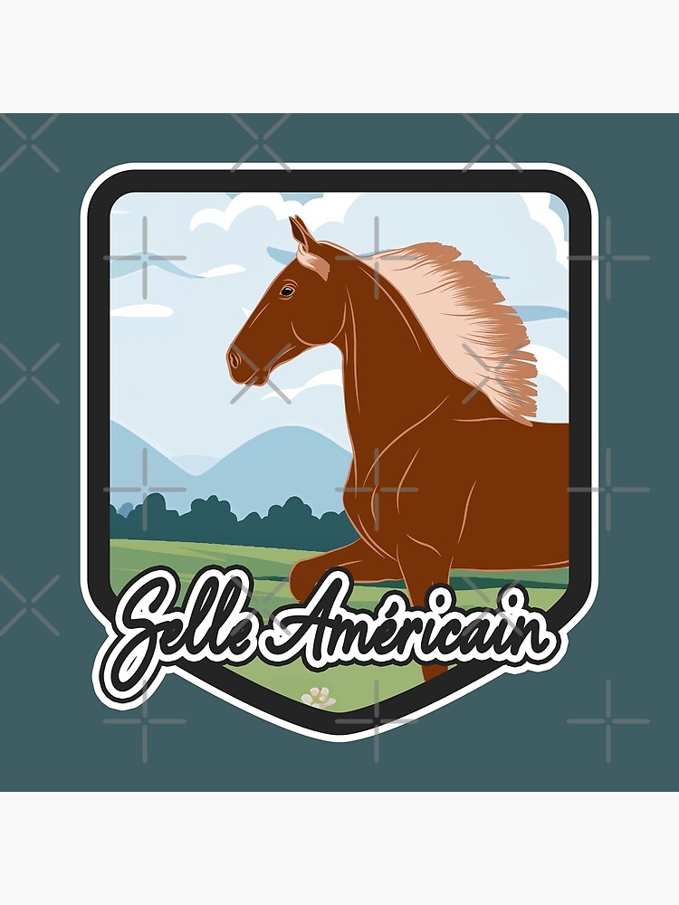 Aperçu 3 sur 3. Impression sur toile avec l'œuvre Cheval de Selle Américain, blason et armoirie cheval alezan, cheval d'allure, races de chevaux des États Unis créée et vendue par WebEquitation.