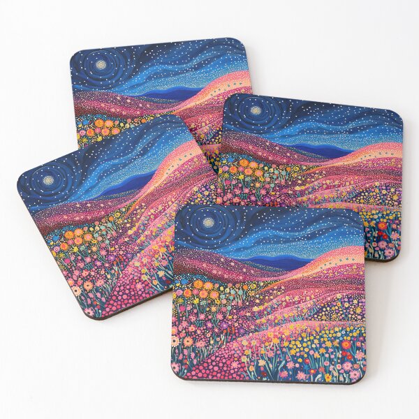 Item preview, Burgundy and Blue Polka Dot Floral Landscape designed and sold by Neika Shimm Designs.