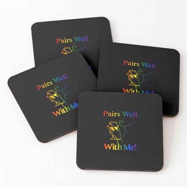 Item preview, Pairs Well With Me, classic pride flag colors Pride festival, Wine Lovers, Wine Pairing, Funny, Lady holding wine glass rainbow graphic, Colorful, Humor, Pairs well with,  designed and sold by PrideBeProud.