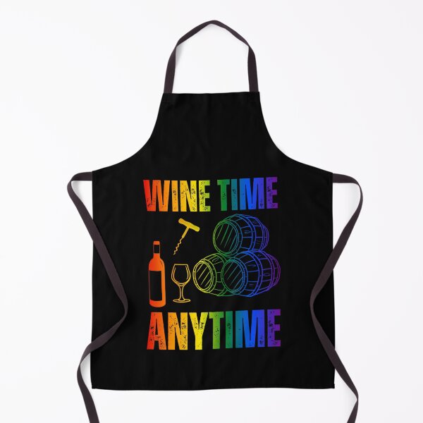 Item preview, Wine Time Anytime, classic pride flag colors Pride festival, Wine Lovers, Funny, Wine Pairing, Lady holding wine glass rainbow graphic, Colorful, Humor, Pairs well with,  designed and sold by PrideBeProud.