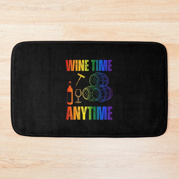 Item preview, Wine Time Anytime, classic pride flag colors Pride festival, Wine Lovers, Funny, Wine Pairing, Lady holding wine glass rainbow graphic, Colorful, Humor, Pairs well with,  designed and sold by PrideBeProud.