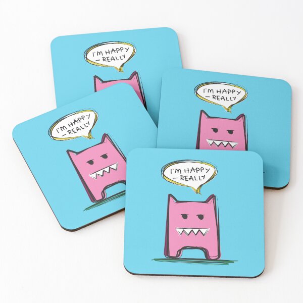 Item preview, I’m Happy... Really - Blue Cartoon Monster Design designed and sold by Katherine Ann.
