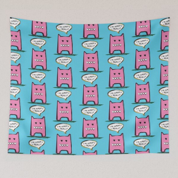 Item preview, I’m Happy... Really - Blue Cartoon Monster Design designed and sold by Katherine Ann.