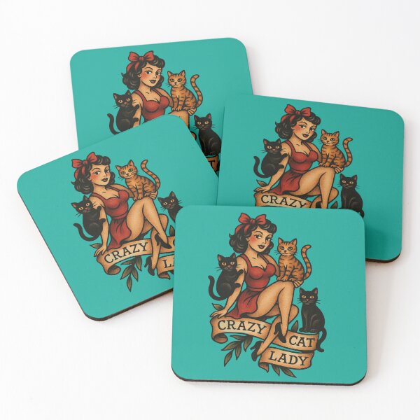 Item preview, Cat Lady Retro Pinup Girl Design designed and sold by SeeSquaredDesign.