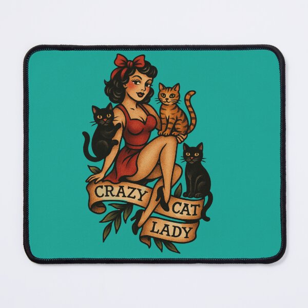 Item preview, Cat Lady Retro Pinup Girl Design designed and sold by SeeSquaredDesign.