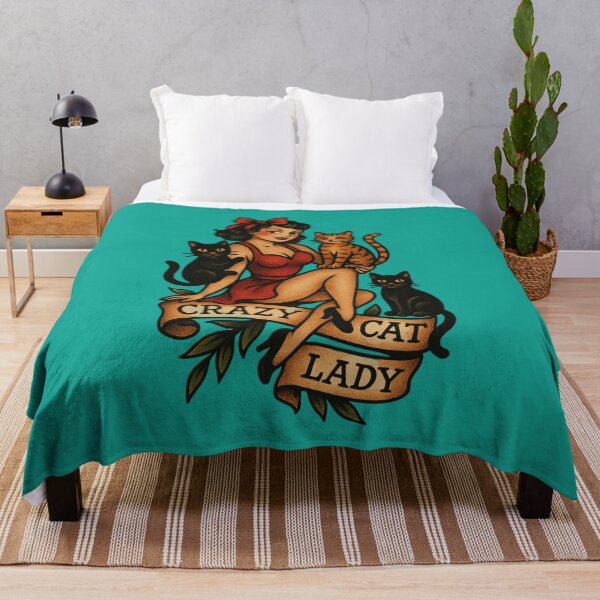 Item preview, Cat Lady Retro Pinup Girl Design designed and sold by SeeSquaredDesign.